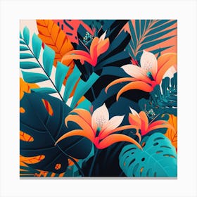 Tropical Flowers Floral Floral Pattern Patterns Canvas Print