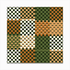 Boho Checkered Pattern Muted Earthy Colors Canvas Print