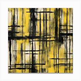 Yellow And Black Abstract Painting Canvas Print