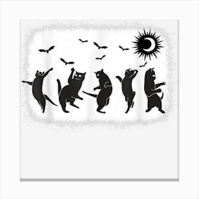 Funny Halloween Black Cat Dancing Under The Moon Costume Canvas Print