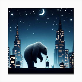 Bear In The City 3 Canvas Print