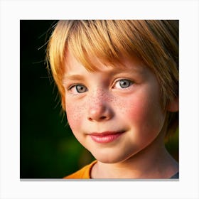 Firefly Strawberry Blond, Little Boy, Blue Eyes, Freckles, Nose, Child, Portrait, Adorable, Natural, (11) Canvas Print