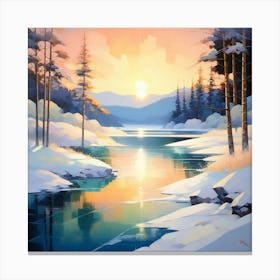 Mountain lac oil painting abstract painting art 5 Canvas Print