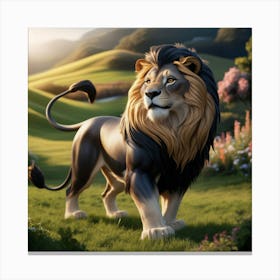 A stunning view of a lion in nature Canvas Print