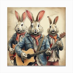 Rabbits Playing Guitar 1 Canvas Print