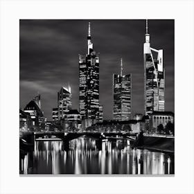 Frankfurt Skyline At Night Canvas Print