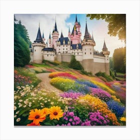 Colorful land with castle Canvas Print
