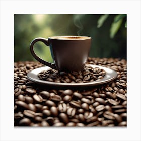 Coffee Cup On Coffee Beans 14 Canvas Print