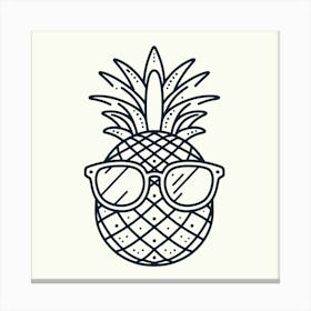 A Pineapple and Sunglasses: A Fun and Bright Line Art Canvas Print