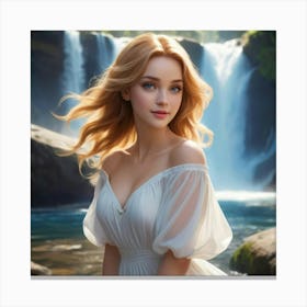 Beautiful Girl In White Dress 3 Canvas Print