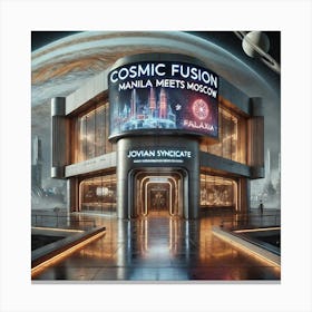 The Exterior Of A Futuristic Restaurant Named Cos Canvas Print