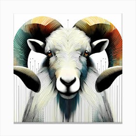 Aries Head - Abstract Line Art Illustration 129 Canvas Print