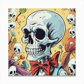 Skeleton With Bow Tie Canvas Print
