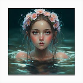 Girl In The Water 3 Art Print 3d Render(2) Canvas Print