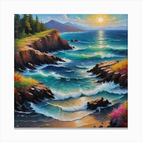 Sunset At The Beach art painting Canvas Print