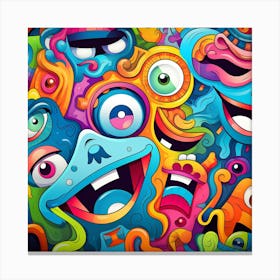 Colorful Monsters 2 Canvas Print