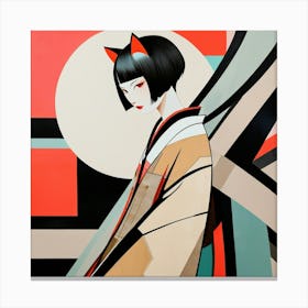 Japanese woman-cat 1 Canvas Print