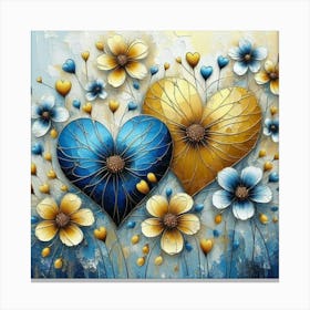 Heart shaped flowers acrylic art 8 Canvas Print