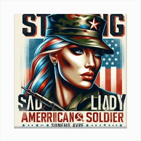 Strong Sad Lady American Soldier Canvas Print