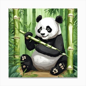 Panda Bear In The Bamboo Forest Canvas Print