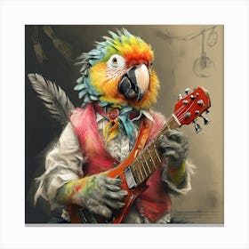 Parrot Playing Guitar 4 Canvas Print