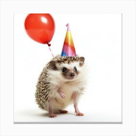 Hedgehog In A Party Hat Canvas Print