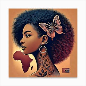 African Woman With Butterfly Canvas Print