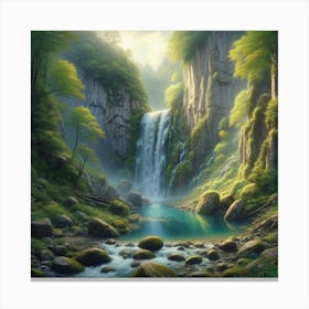 Waterfall In The Forest 43 Canvas Print