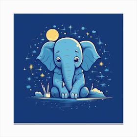 Elephant In The Moonlight 1 Canvas Print