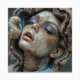 Mermaid portrait made of gemstones Canvas Print