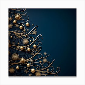Christmas Tree On Blue Background Canvas Print