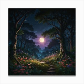 Forest At Night 1 Canvas Print