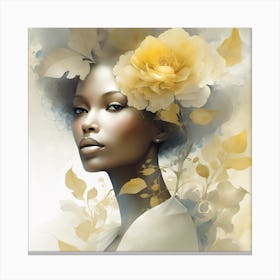 Portrait Of A Woman With Flowers 1 Canvas Print
