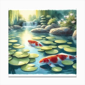 Koi Fish In Pond Canvas Print