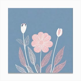 A White And Pink Flower In Minimalist Style Square Composition 382 Canvas Print