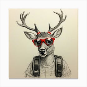 Deer With Glasses 8 Canvas Print