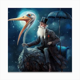 Old Man On Ostrich Canvas Print