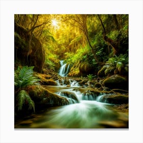 Waterfall In The Forest Canvas Print