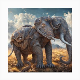 Elephants In The Desert Canvas Print