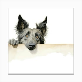 Dog Looking Over A Wall 2 Canvas Print