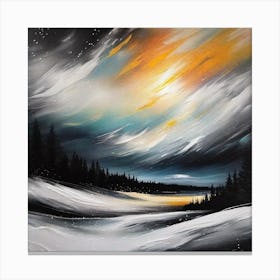 Snowy Night Sky Canvas Print