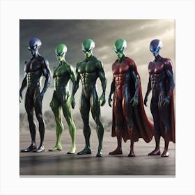Alien Avengers 4/4 (space visitor super hero creature invasion movie figure comic sci-fi) Canvas Print