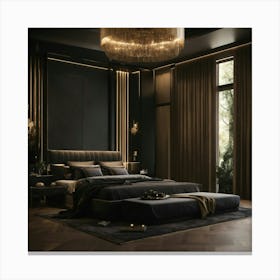 A High End Luxury Bedroom With Black Décor (2) Canvas Print