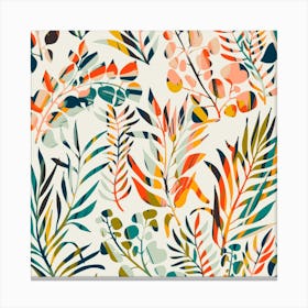 Colorful Leaves Pattern Square Canvas Print