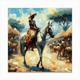 African Woman On Horseback Canvas Print