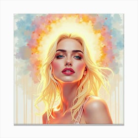 Watercolor Of Lady Gaga In A Radiant Halo Of Light, Surrounded By Ethereal Colors 1 Canvas Print