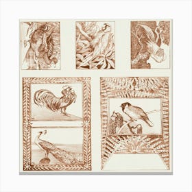 Test Sheet For Postcards With Birds (1878–1917) By Theo Van Hoytema Canvas Print