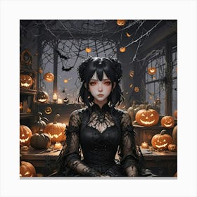 Halloween Goth Anime Girl Canvas Print