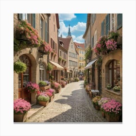 Cobblestone Street In Germany Art Print 2 Canvas Print