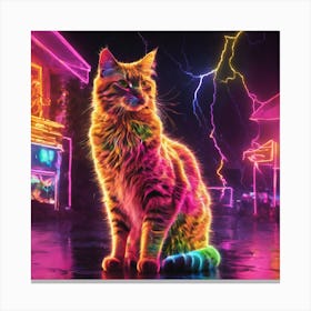 Neon Cat Canvas Print